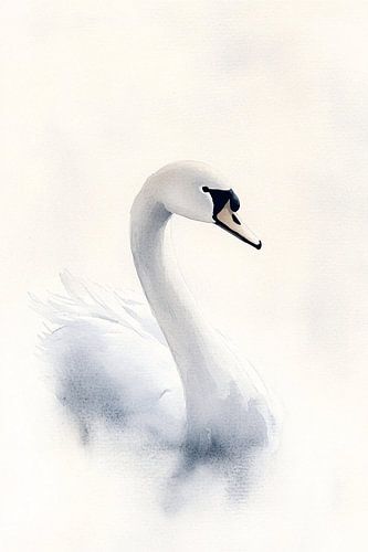 Sierlijke zwaan in aquarel