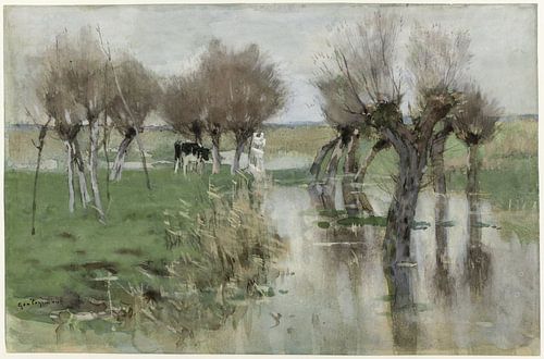 Hoog water in het weiland, Geo Poggenbeek