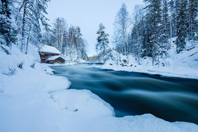 Myllykoski watermolen in winters Oulanka NP van Martijn Smeets