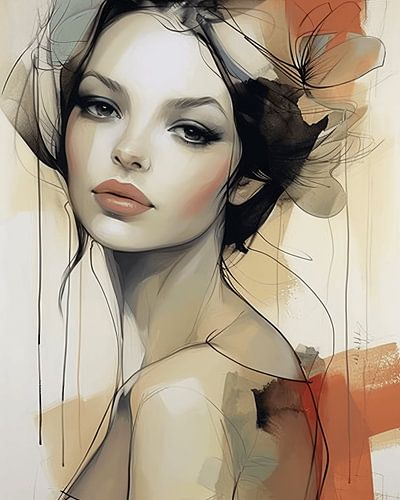 Illustration moderne : portrait d'une jeune femme