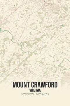 Vintage landkaart van Mount Crawford (Virginia), USA. van MijnStadsPoster