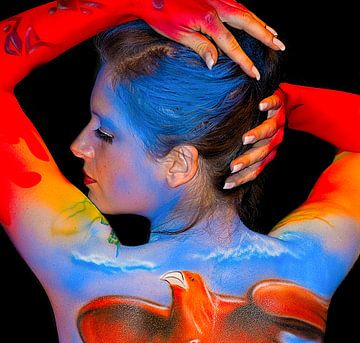 Colors in bodypaint on woman
