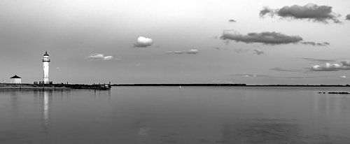 panorama Haringvliet near Hellevoetsluis in black and white
