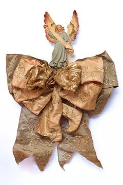 Antique Christmas angel on a bow by Ad Huijben