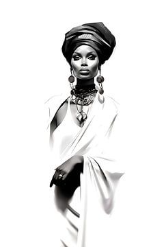 zwart wit portret Afrikaanse vrouw van PixelPrestige