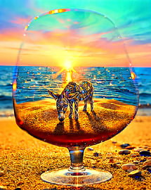 Un coucher de soleil dans un verre à vin sur Tine Rojek