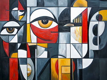 Geometric Cubist Portrait Abstract