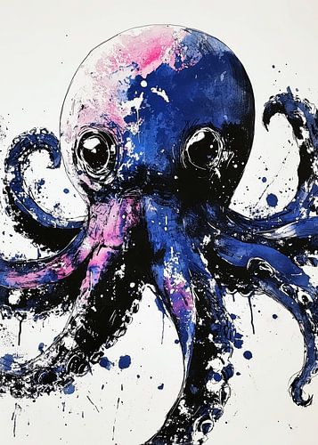 Blauwe en roze octopus #octopus