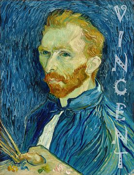 Zelfportret Vincent van Gogh met voornaam van Digital Art Studio
