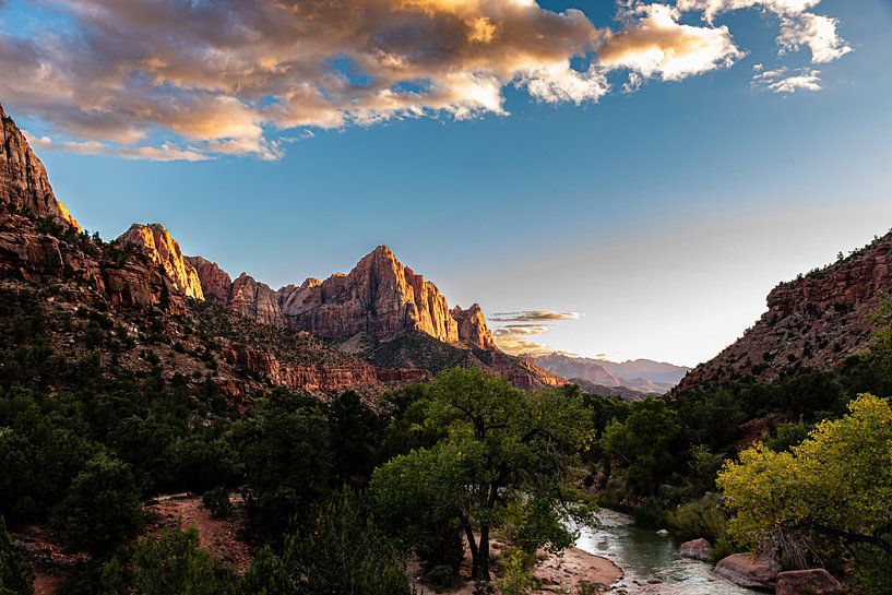 Twilight and rock formations in Zion National Park Utah USA by Dieter Walther