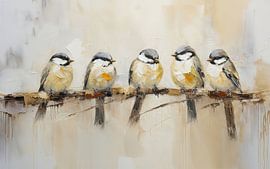 Vijf vogeltjes op een tak