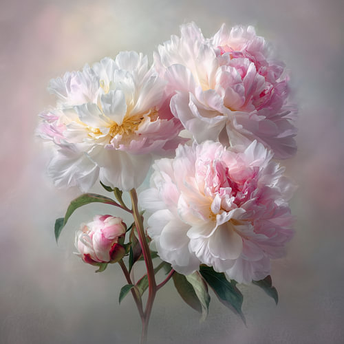 Volle bloei roze en witte pioenrozen
