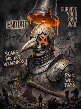 Survive Your Own War Scars Are Not Weakness Cyberpunk Plague Doctor Graphic Design