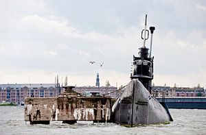 Tauchboot auf der NDSM-Werft Amsterdam, mit Möwen von Remke Spijkers