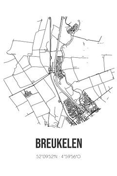 Breukelen (Utrecht) | Landkaart | Zwart-wit van MijnStadsPoster