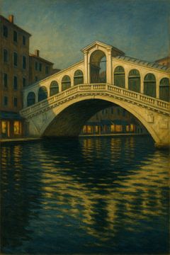 Soirée à Venise : Le pont du Rialto et les reflets du canal