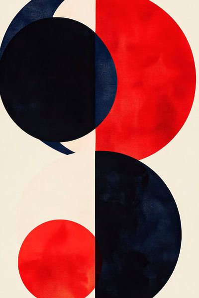 Abstrakte Kreise in Rot und Schwarz von Poster Art Shop