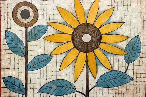 Sonnenblume | Sonnensinfonie | Madhubani Blumenmalerei