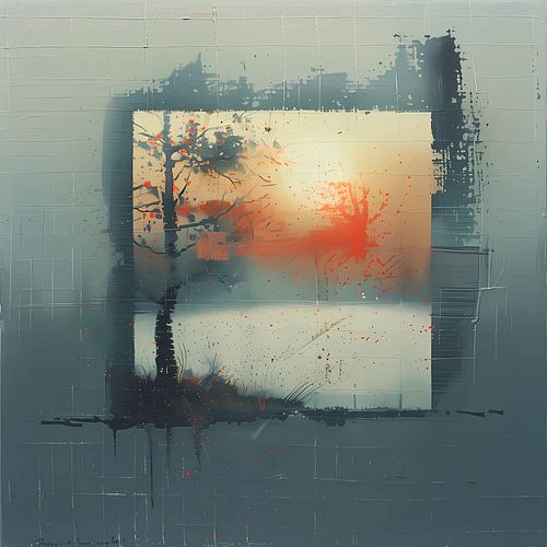 Seizoensgebonden natuur in bos, Digitaal schilderij