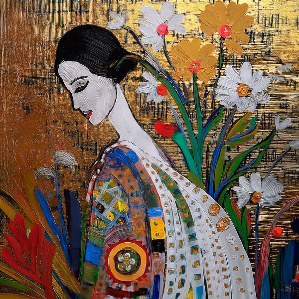 Special and unique portrait of a woman with flowers by Studio Pieternel