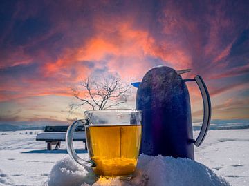 Fresh tea with thermos flask in a winter landscape by Animaflora PicsStock
