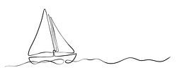 Bateau à voile en mer - peinture maritime dessin au trait