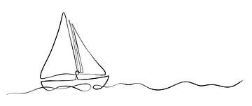Segelboot auf See - maritime Malerei Strichzeichnung von Studio Hinte