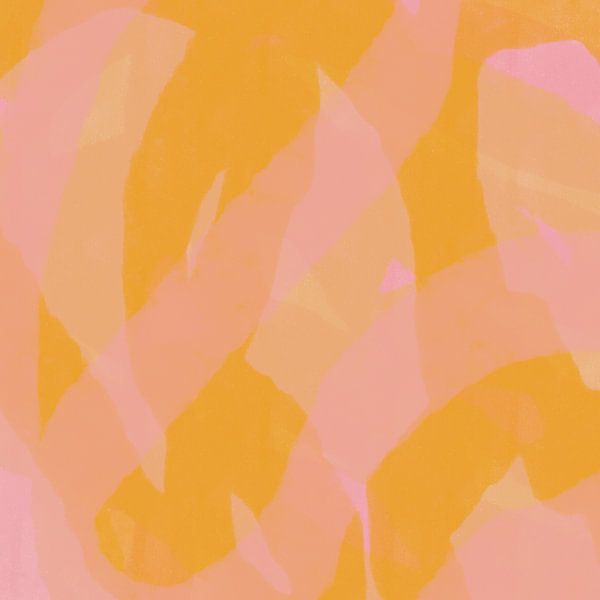 Moderne abstrakte Kunst. Pinselstriche in Gelb und Rosa von Dina Dankers