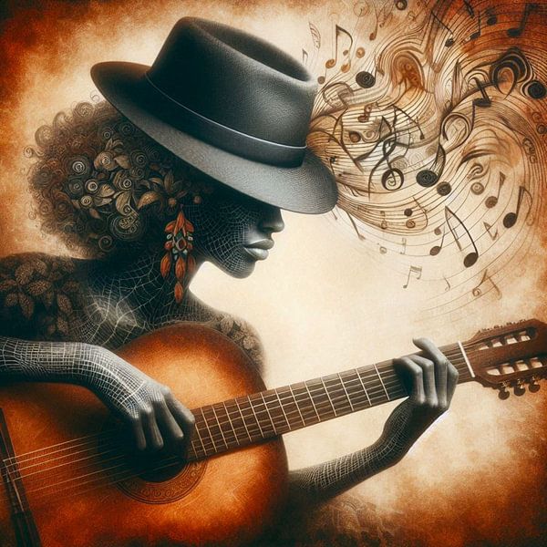 woman plays guitar by Bernhard Karssies