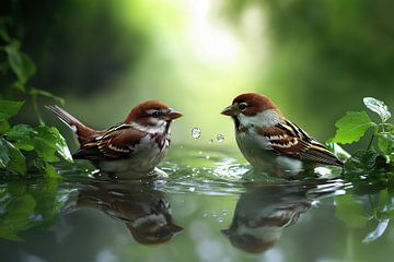 2 vogels op het water van Monique Leenaerts