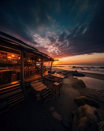 Beach bar at night
