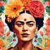 Frida en bloemen van Dreamy Faces