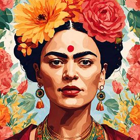 Frida Kahlo und Blumen von Dreamy Faces
