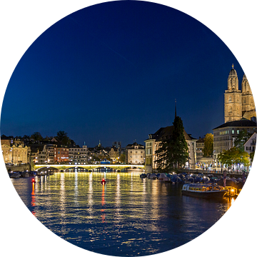 Panorama van Zürich bij nacht van Christian Tobler