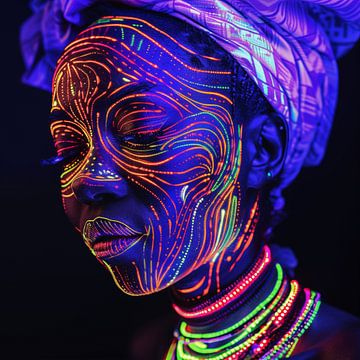 Afrikaanse vrouw neon van TheXclusive Art