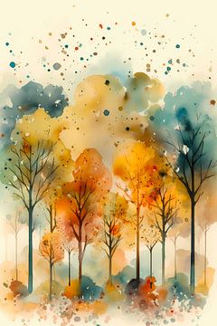 Herfst aquarel bomen van haroulita