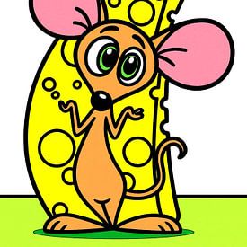 Souris avec gros morceau de fromage sur Jose Lok