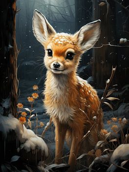 Kleines Reh im festlichen Stil | Weihnachten