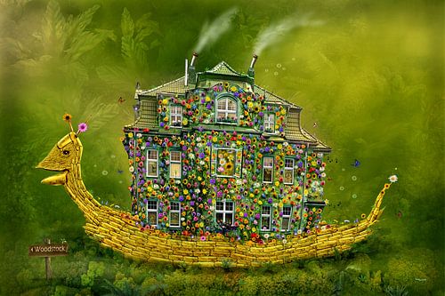 De slak met bloemen huis aan Woodstock !