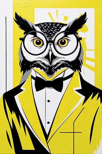 Uil met bril in pak