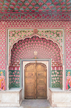 Farbige Tür | Reisefotografie Druck | Jaipur Rajasthan Indien