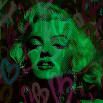Marilyn Monroe Green Love Pop Art Pur