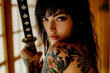 Femme tatouée avec une épée - Créatif sur Poster Art Shop