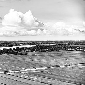 Dordrecht from the water tower in Bergambacht Black and white by Rens Bok