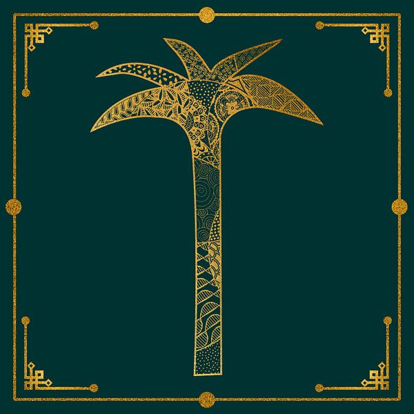 Art Deco Style Palm Green Gold by Andrea Haase