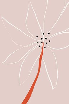 Gevoelige abstracte bloem met witte bloemblaadjes