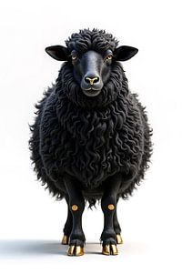 SCHWARZES SCHAF: Premium Porträt Fine Art Wandbild