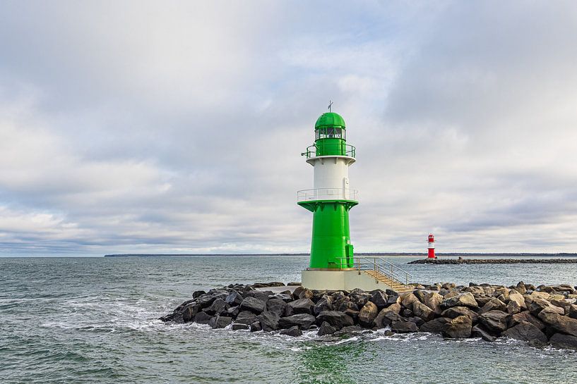Pier and pier tower on the Baltic coast in Warnemünde by Rico Ködder