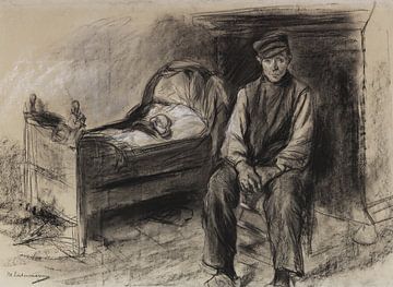 MAX LIEBERMANN, Landwirt an der Wiege - Der Witwer, um 1890