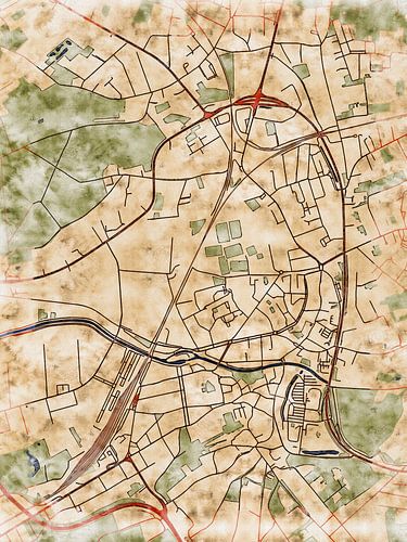 Kaart van Aarschot in de stijl 'Serene Summer'